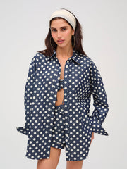Dolly Dot Button-Down Top Indigo