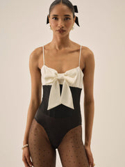 Emalie Taffeta Bodysuit Black