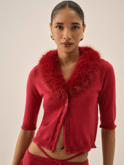 Maura Knit Cardigan Red