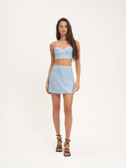 Glitter Grid Bustier Top Blue