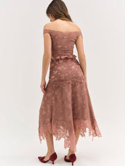 Colette Satin Burnout Top Mahogany