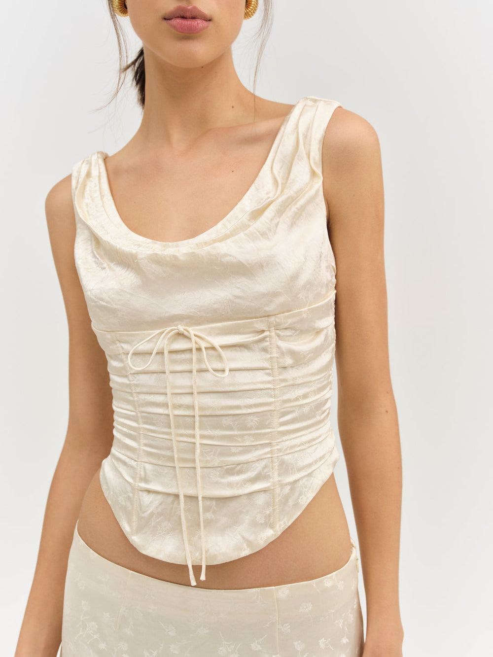 Carla Jacquard Corset Top Cream