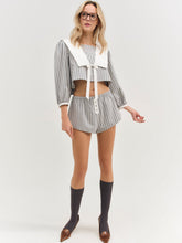 Linen Stripe Top Blue