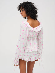 Fiona Floral Top White