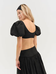 Helena Crop Poplin Top Black