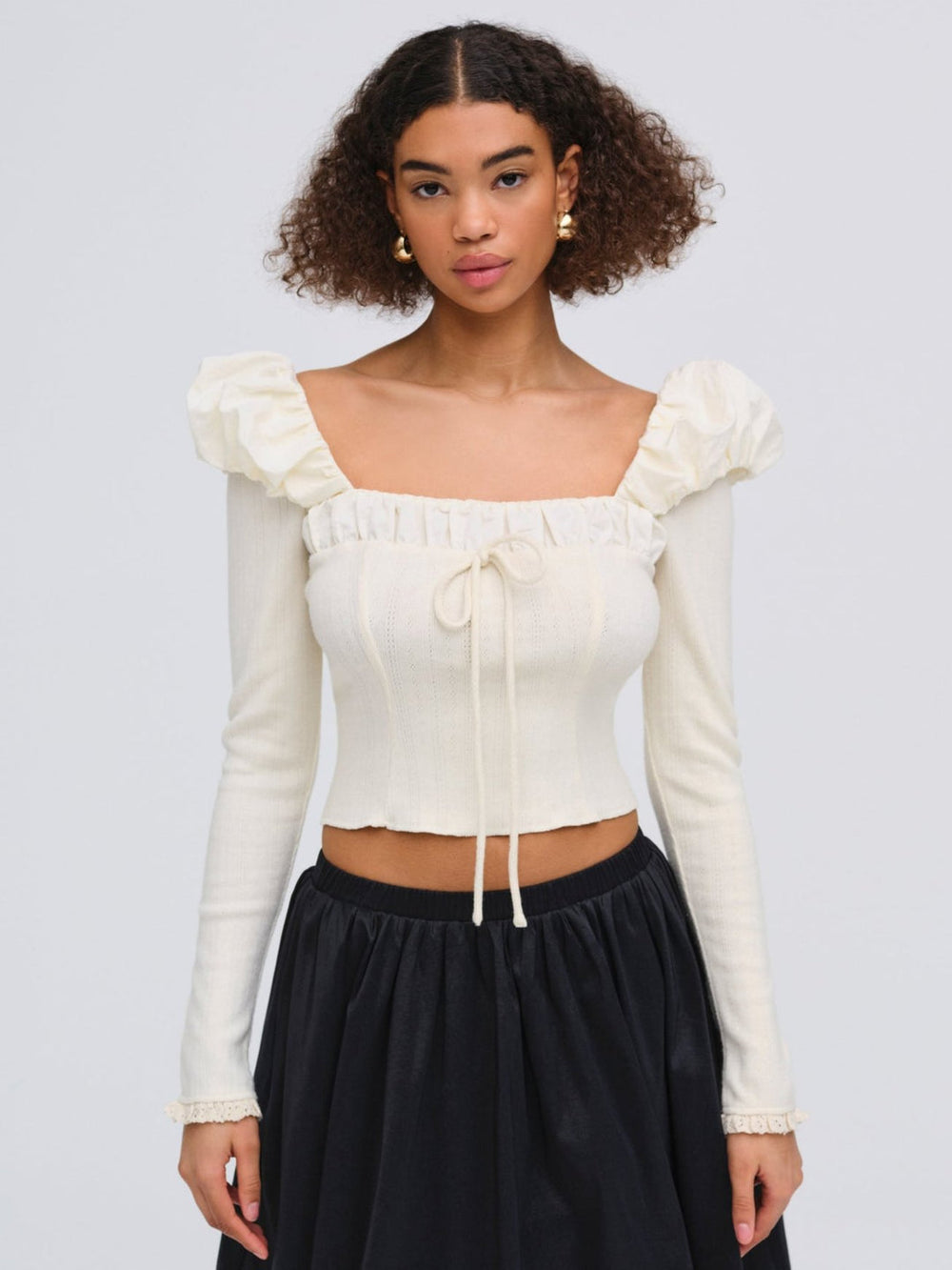 Aliyah Pointelle Top Cream