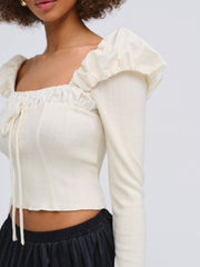 Aliyah Pointelle Top Cream