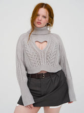 Vera Cropped Cut Out Sweater Grey