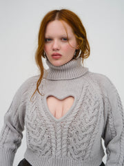 Vera Cropped Cut Out Sweater Grey