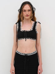 Mayfair Crochet Crop Top Black