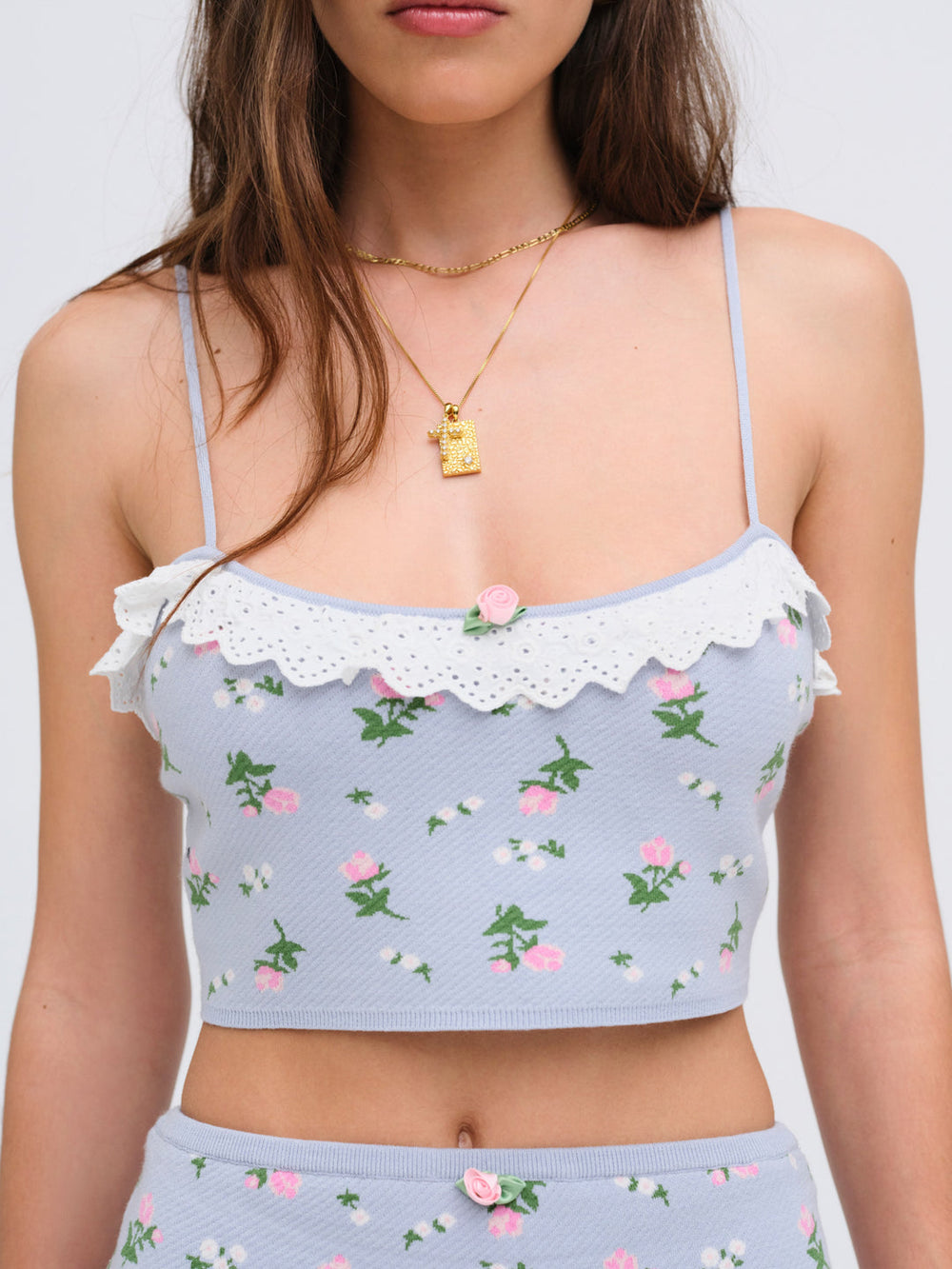 Amalia Knit Crop Top Blue