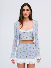 Amalia Knit Crop Top Blue