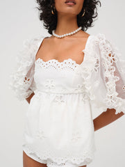 Daisy Eyelet Top White