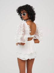 Daisy Eyelet Top White