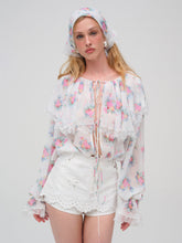 Doily Bouquet Long Sleeve Top White