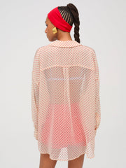 Love Dot Button-Up Top Cream