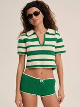 Crochet Rugby Polo Top Green