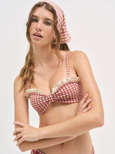 Gingham Bandeau Bikini Top Red