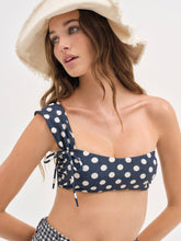 Dolly Dot One-Shoulder Bikini Top Blue