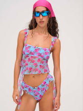 Floral Stems Ruffle Tankini Blue
