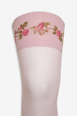 Rose Vine Thigh-High Socks Pink