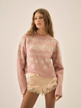 Arabella Intarsia Pullover Sweater Pink