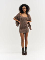 Nathalie Knit Mini Dress Brown