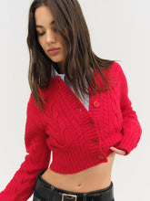 Camille Cable Knit Cardigan Red