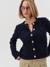 Emily Cable Knit Cardigan Navy