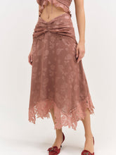 Colette Satin Burnout Midi Skirt Mahogany