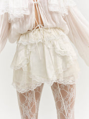 Jeanne Jacquard Mini Skirt Cream
