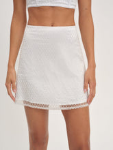 Glitter Grid Mini Skirt White