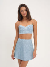 Glitter Grid Mini Skirt Blue