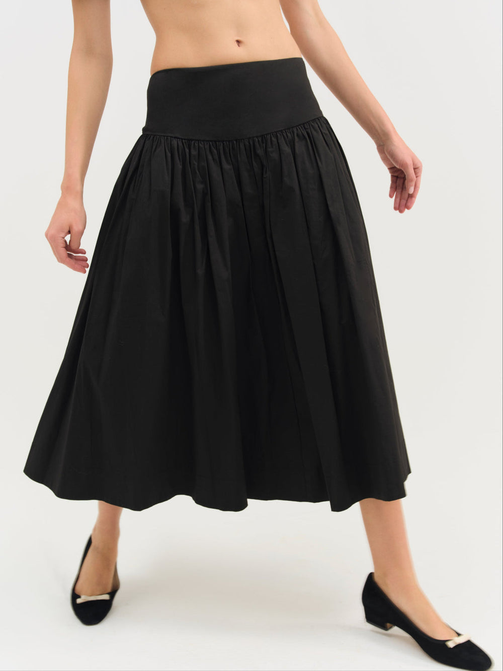 Helena Poplin Midi Skirt Black