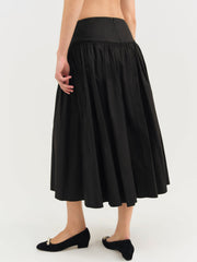 Helena Poplin Midi Skirt Black