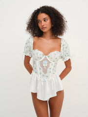 Budding Blossom Sleep Romper White