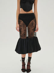 Sugarplum Lace Midi Skirt Black