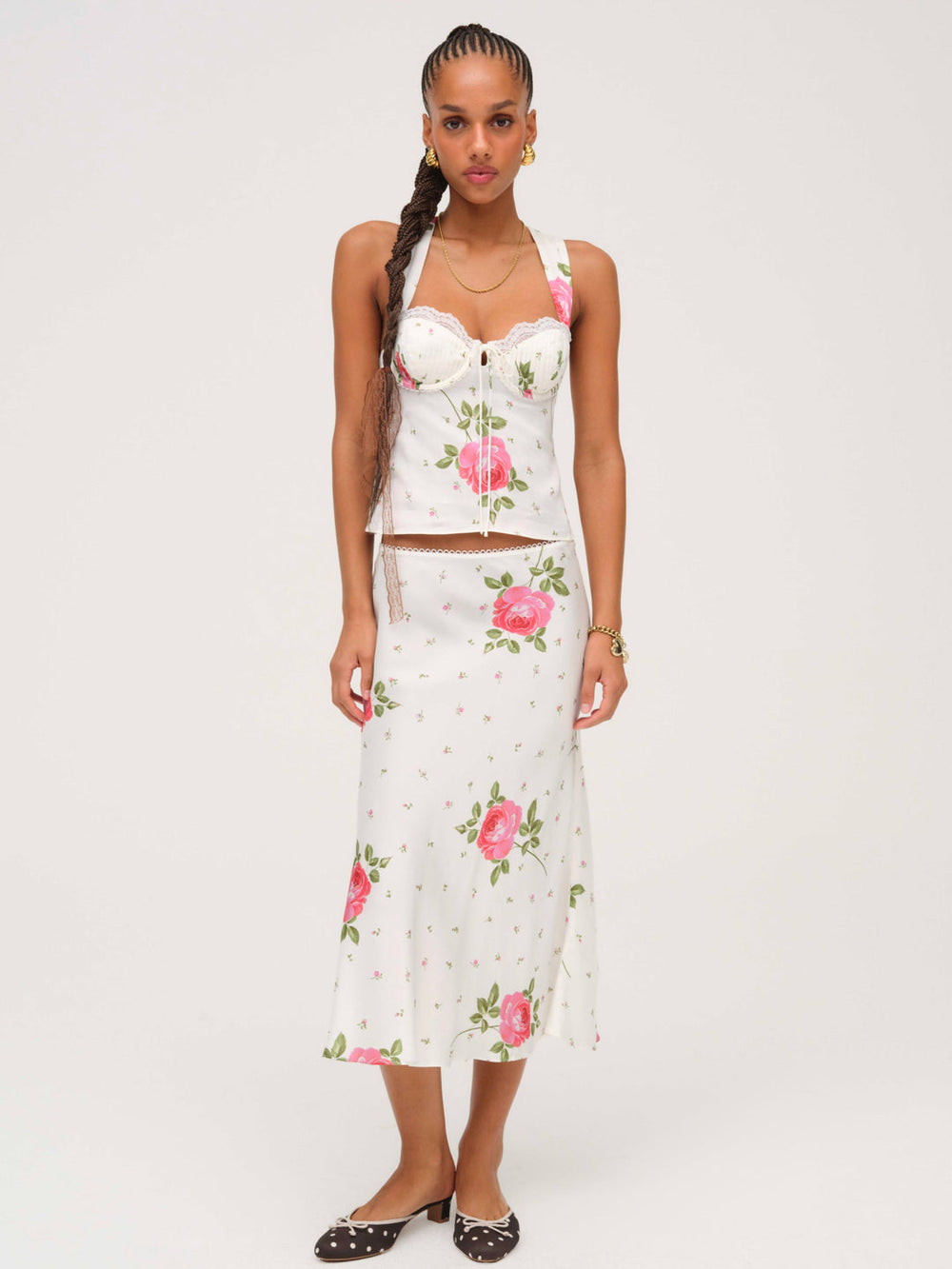 Rosebud Midi Skirt White