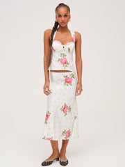Rosebud Midi Skirt White