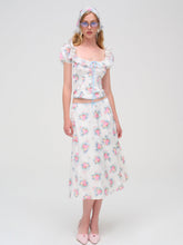 Doily Bouquet Midi Skirt White