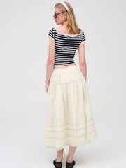 Eyelet Midi Skirt White
