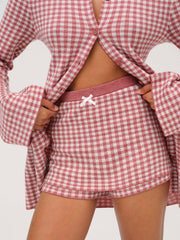 Gingham Knit Skort Mauve