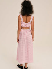 Ginny Gingham Midi Skirt Pink