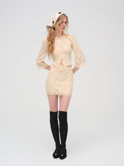 Lucy Lace Mini Skirt Buttercream