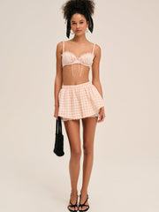 Petal Gingham Skort Peach