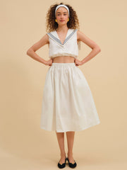 Marella Poplin Midi Skirt White
