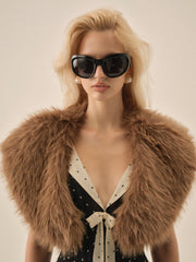 Warm Honey Faux Fur Stole Brown