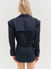 Cotton Twill Cropped Jacket Navy