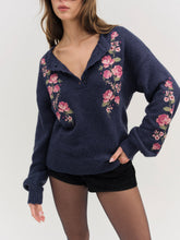 Molly Embroidered Pullover Sweater Navy