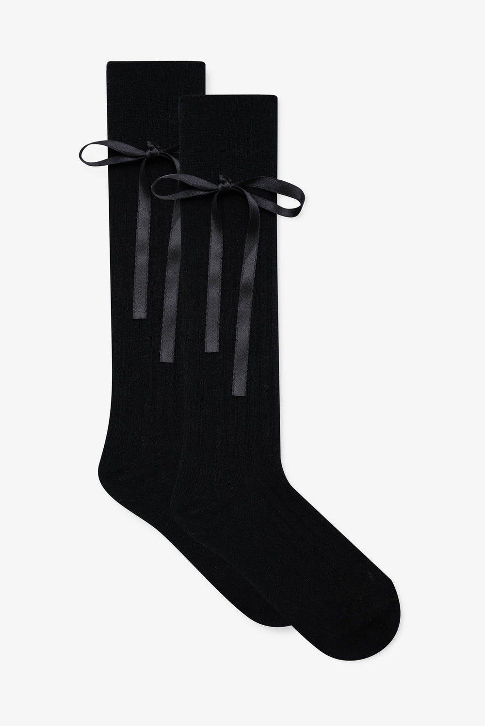 Knee-High Bow Socks Black